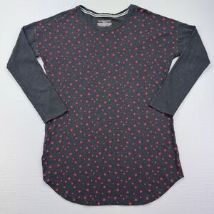 Victoria Secret Sleep Shirt Small Gray Red Star Pajama Top Lounge Tee
